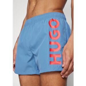 Men's HUGO BOSS Blue W/ Red Logo Swim Trunks Swimsuit Logo XXL NWT